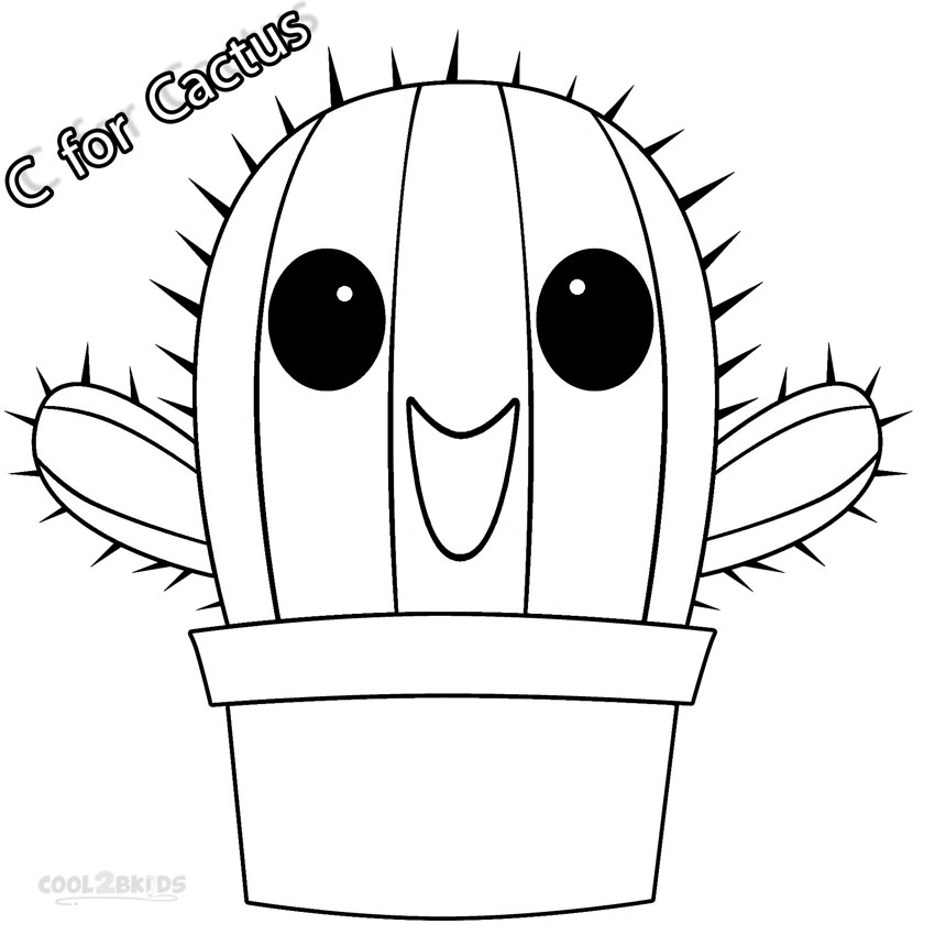 Printable cactus coloring pages for kids