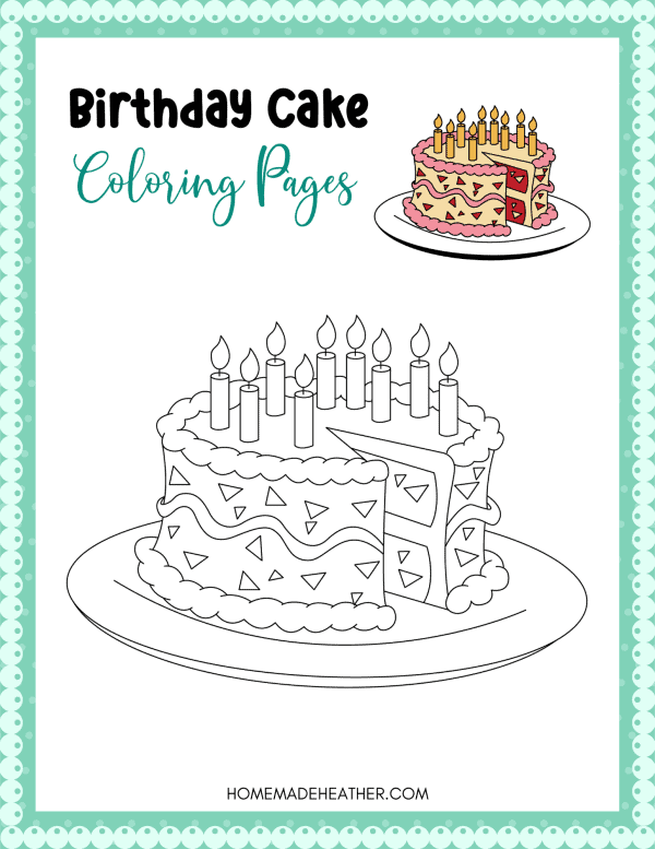 Printable birthday cake coloring pages homemade heather