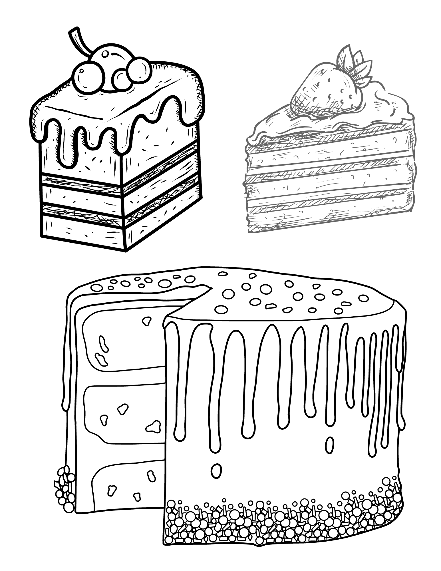 Cute cake coloring pages two kids and a coupon