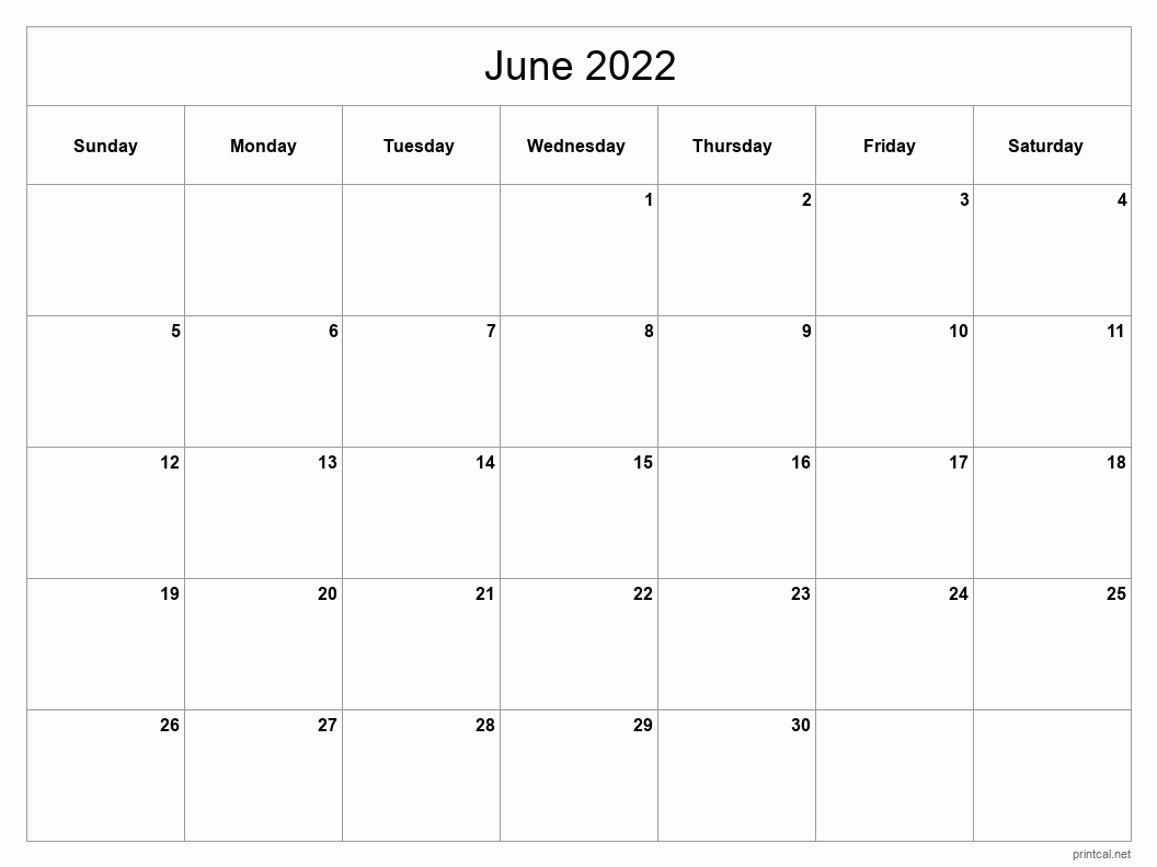 Printable june calendar