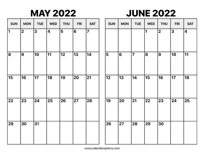 May and june calendar â calendar options