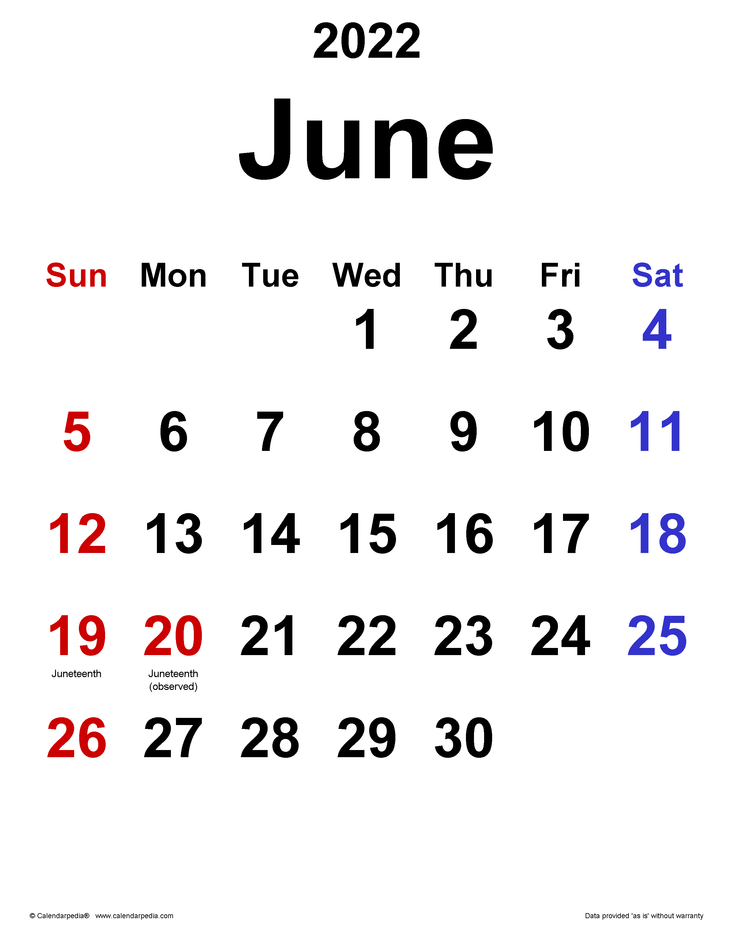 June calendar templates for word excel and pdf