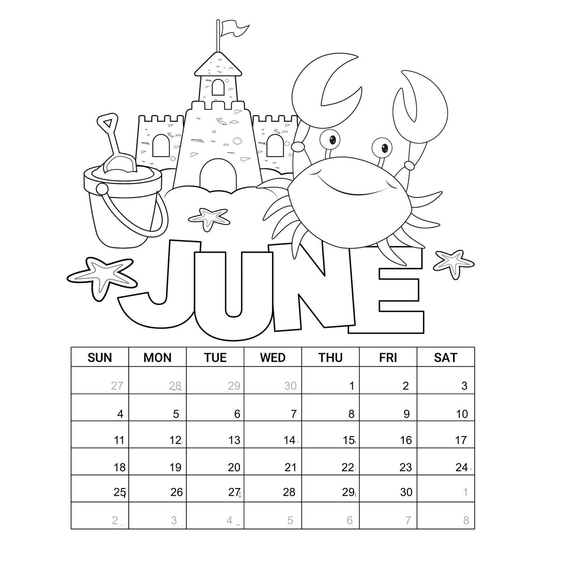 Printable coloring calendar for kids month coloring calendar for kidsinstant download printable download now
