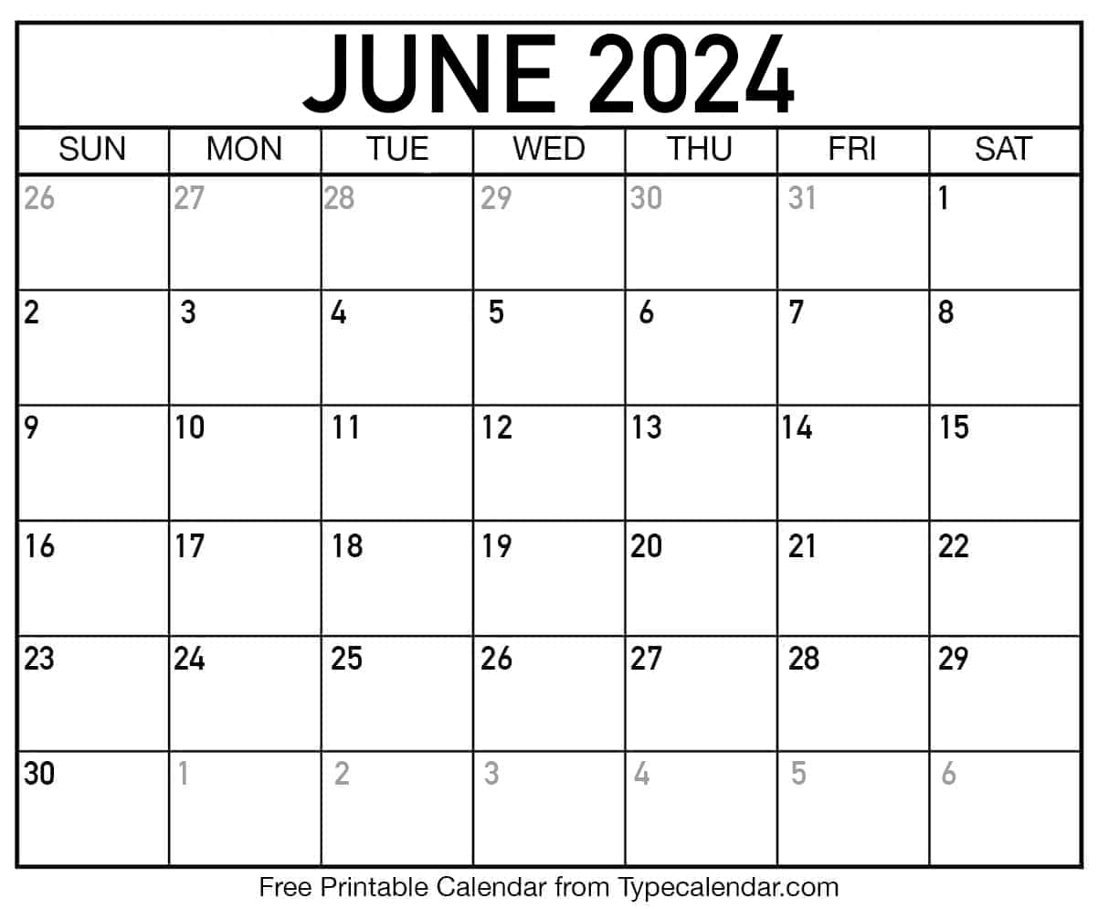 Free printable june calendars