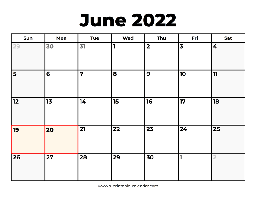 June calendar with holidays