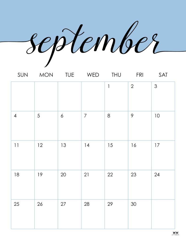 Printable september calendar