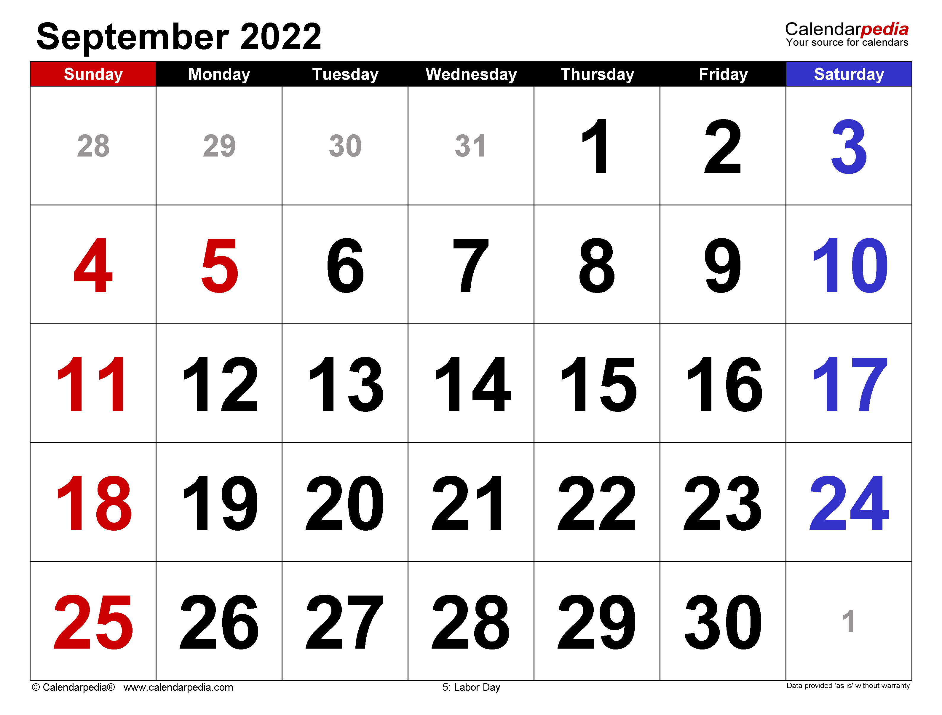 September calendar templates for word excel and pdf