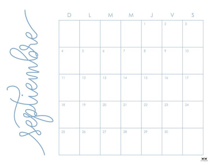 Printable september calendar