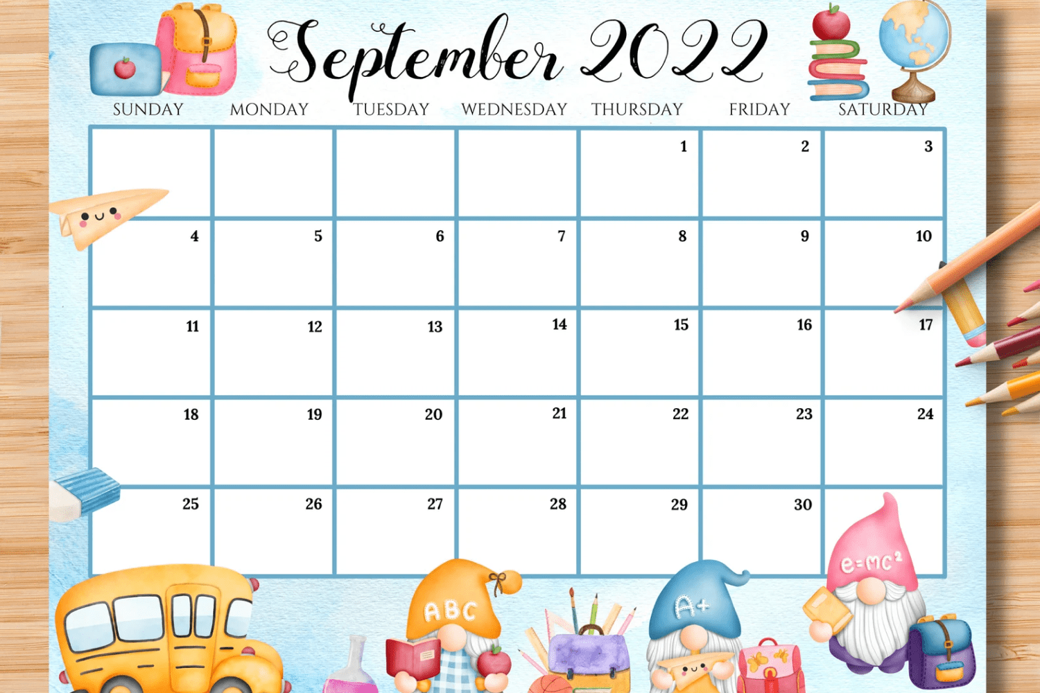 Printable september calendars free premium