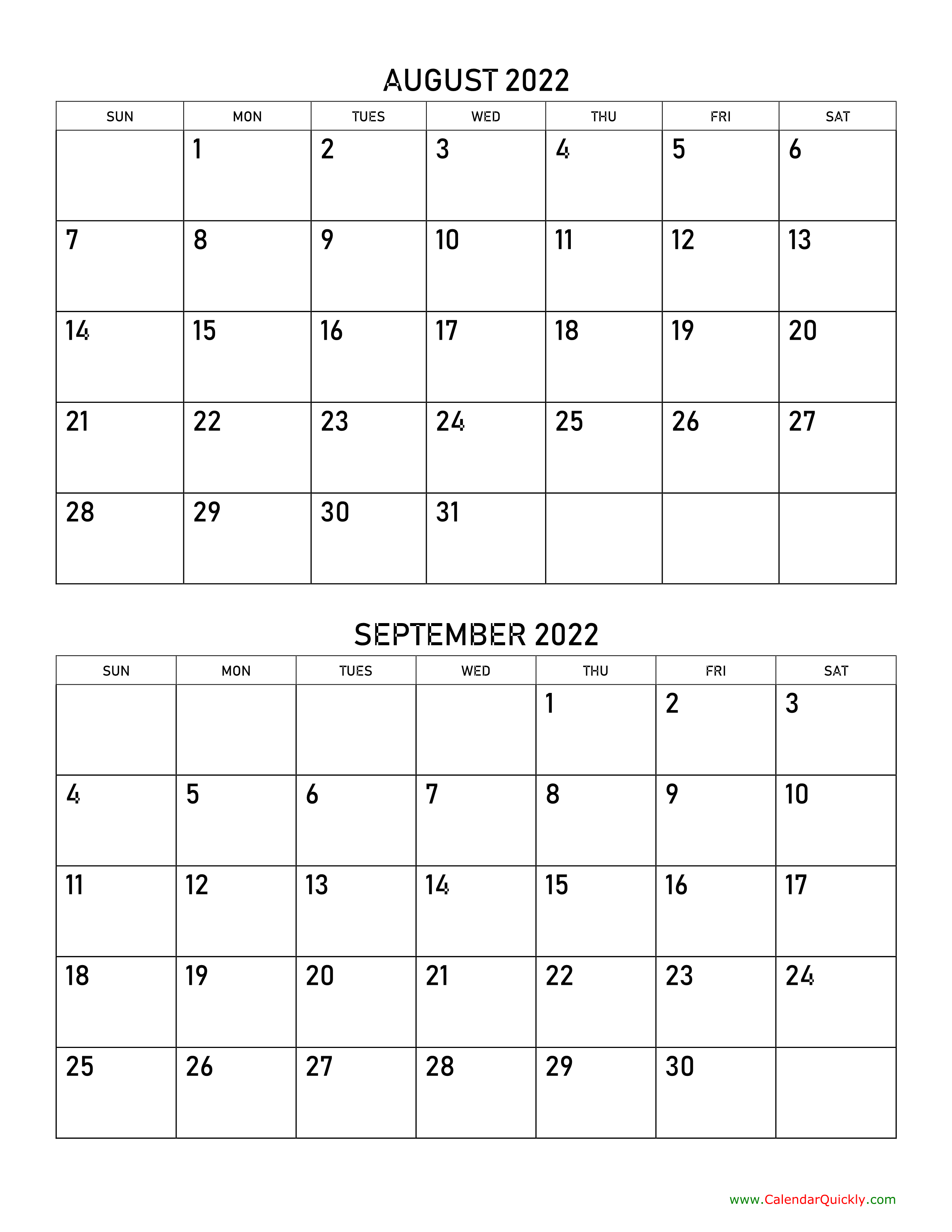 August and september calendar calendar quickly