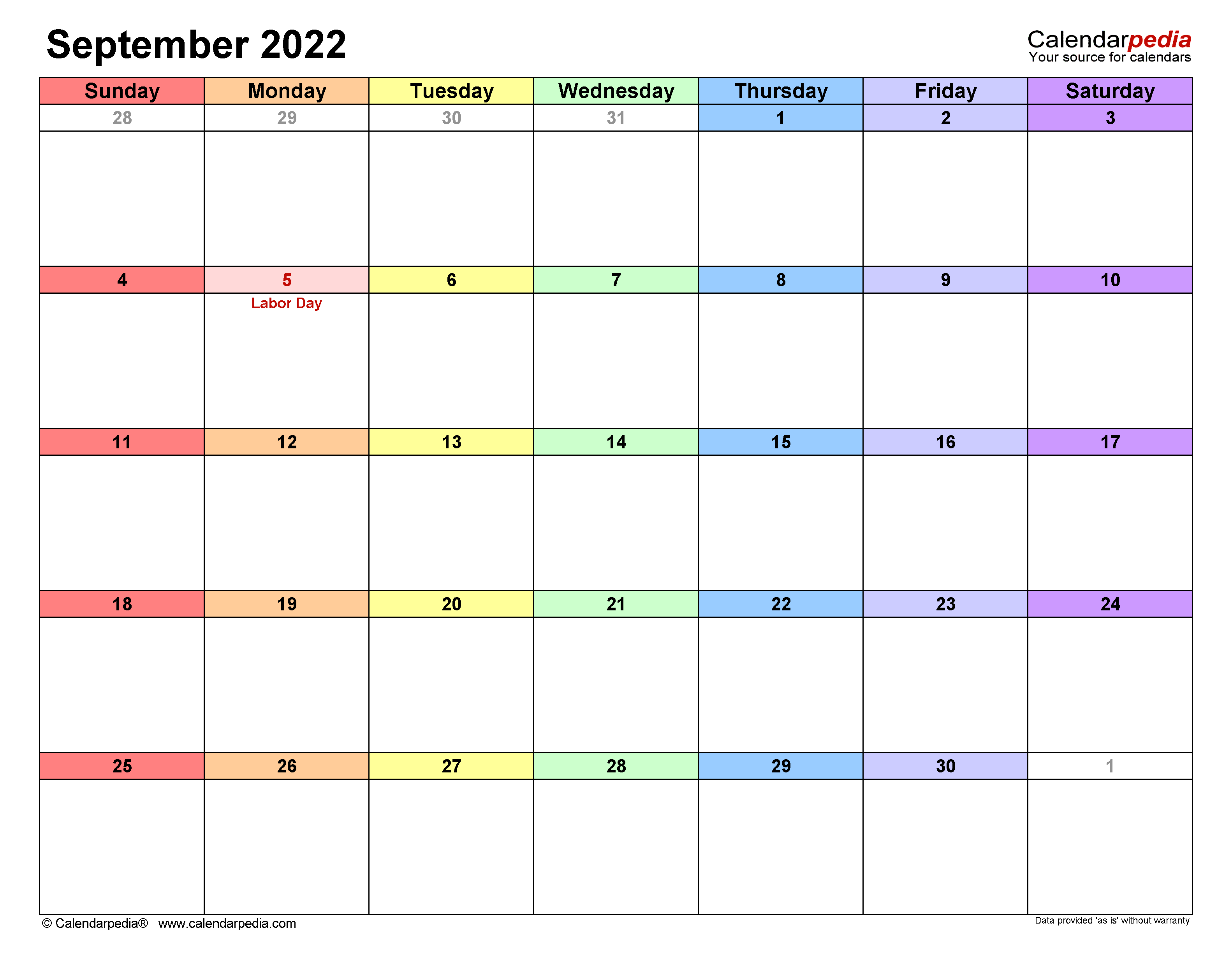 September calendar templates for word excel and pdf