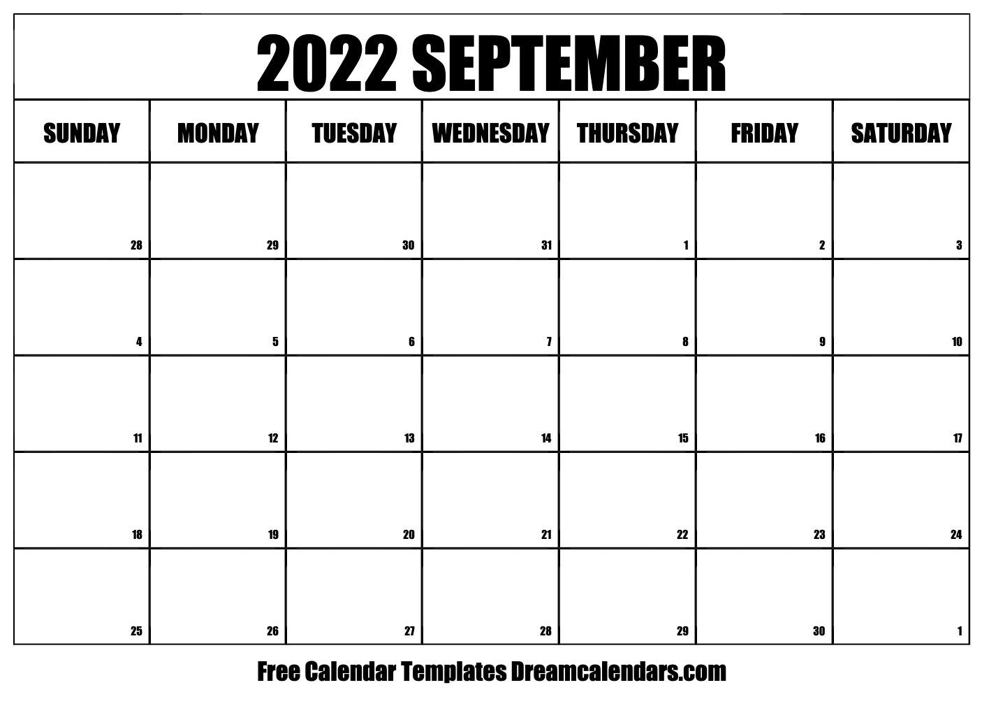 September calendar free blank printable with holidays