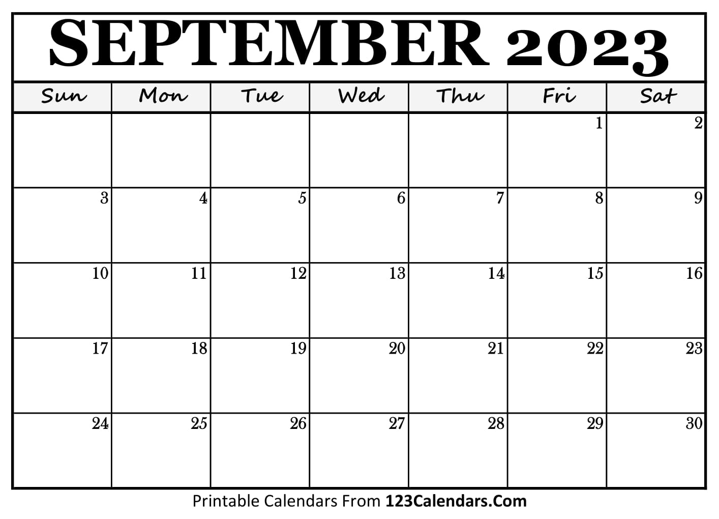 Printable september calendar templates