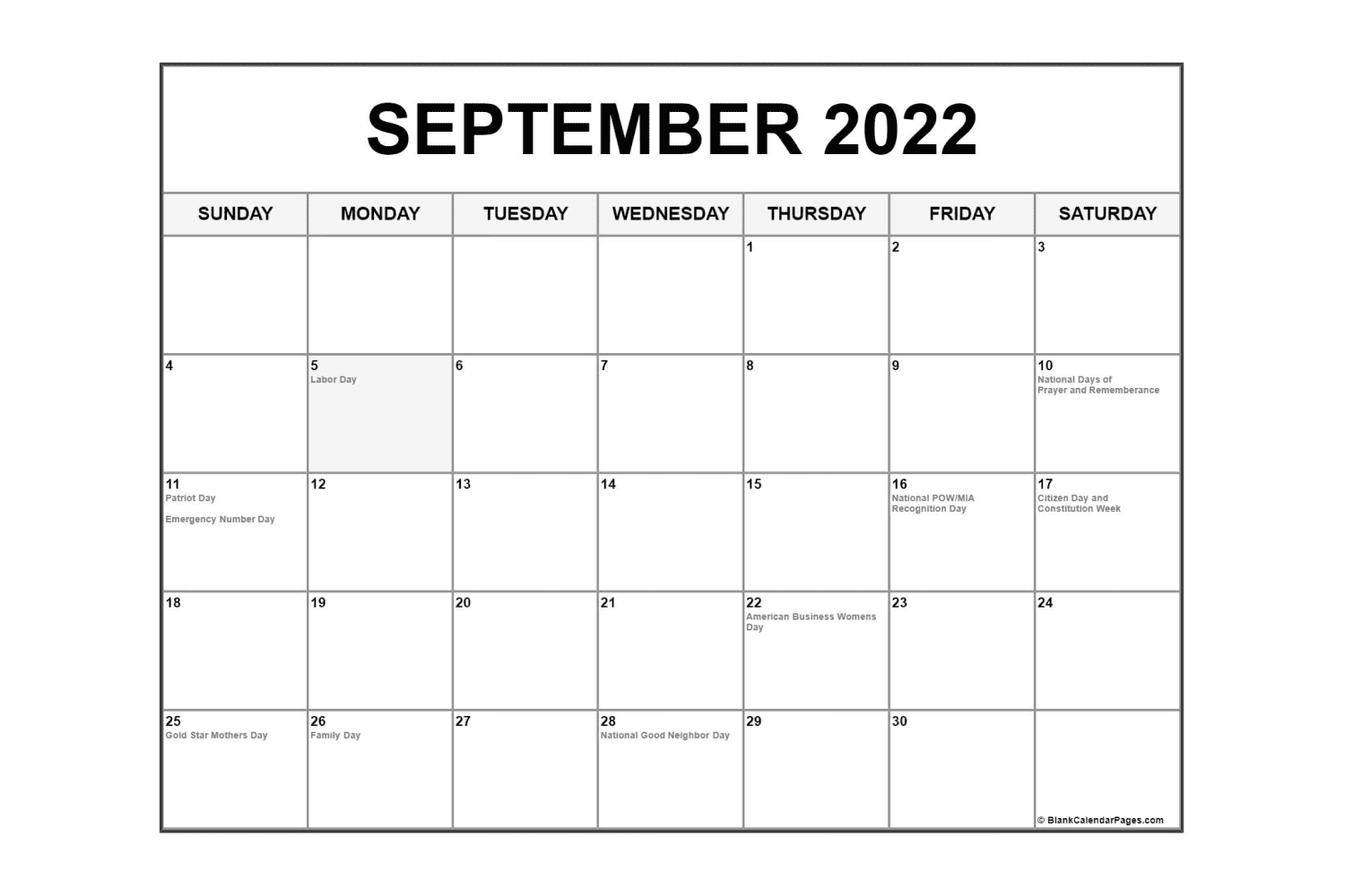 Printable september calendars free premium