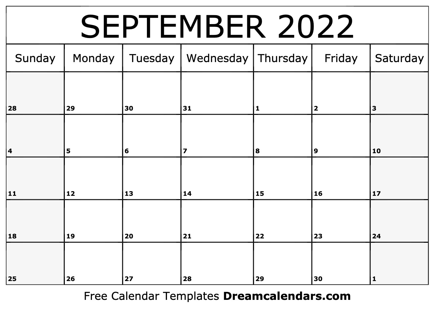 September calendar free blank printable with holidays