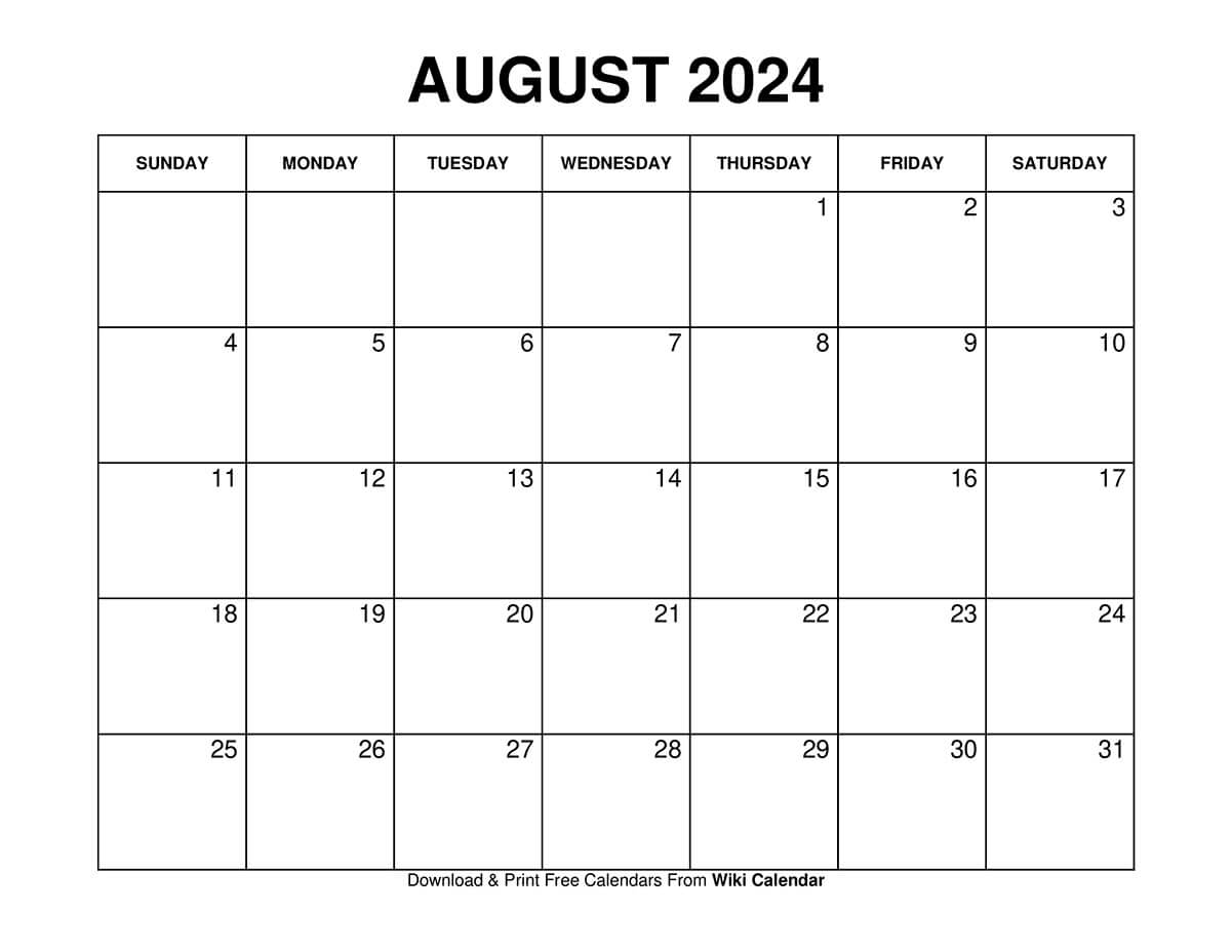 Printable august calendar templates with holidays