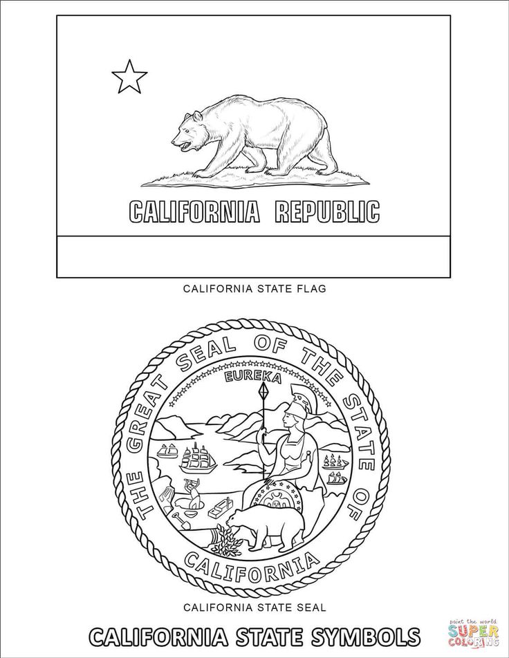 California state symbols coloring page free printable coloring pages state symbols flag coloring pages california state