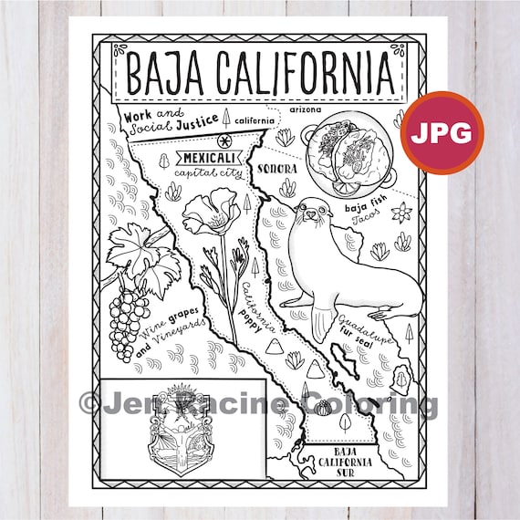 Baja california coloring page mexico state estados de mexico flag food monuments coloring page jpg download