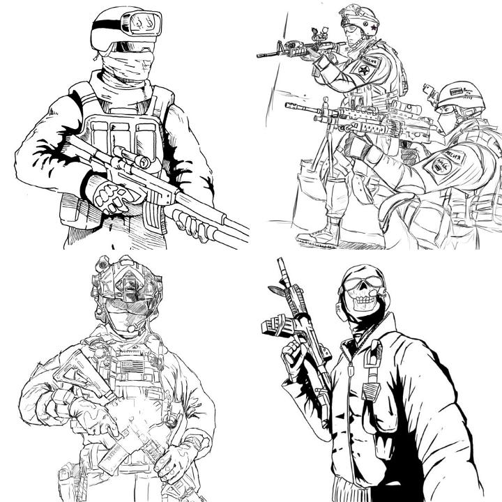 Free call of duty coloring pages for kids and adults