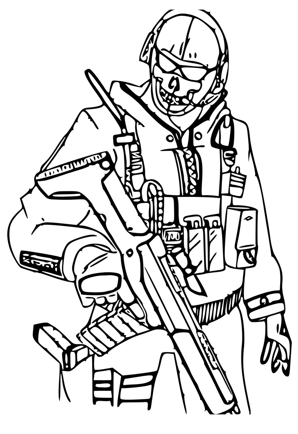 Free printable call of duty scull coloring page for adults and kids