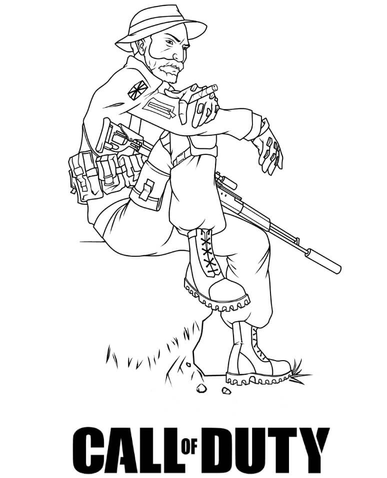 Soldier from the game call of duty coloring book to print and online