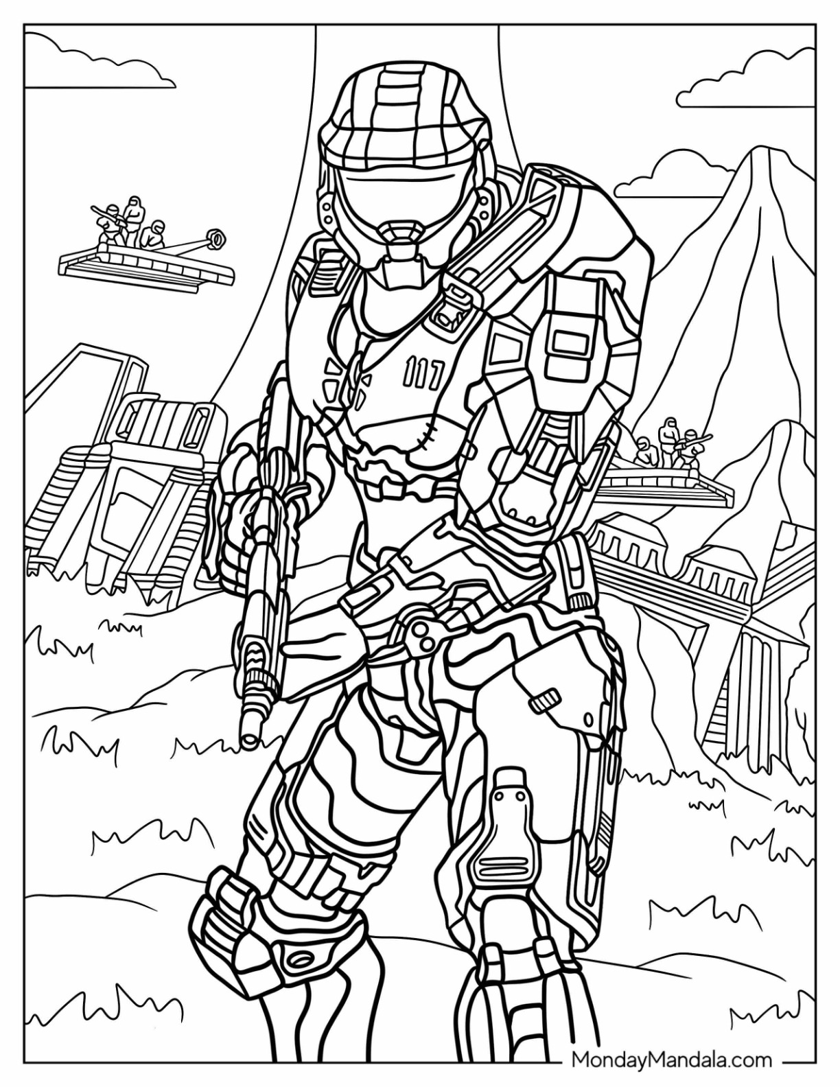 Halo coloring pages free pdf printables