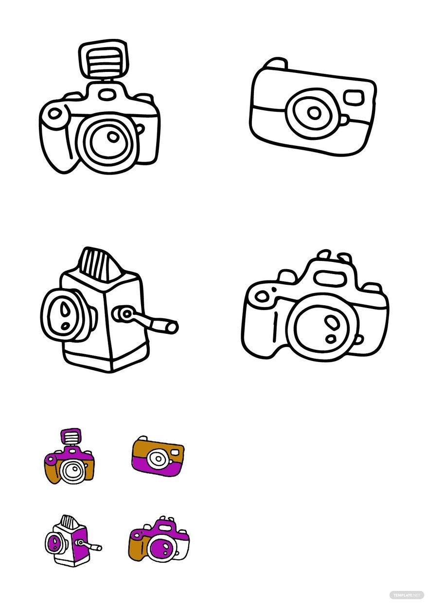 Free camera doodle coloring page