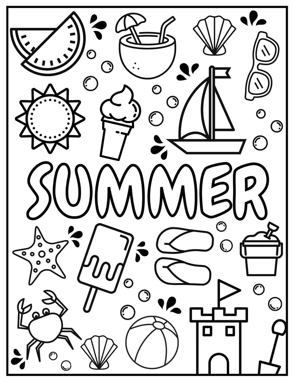 Free summer coloring pages for kids