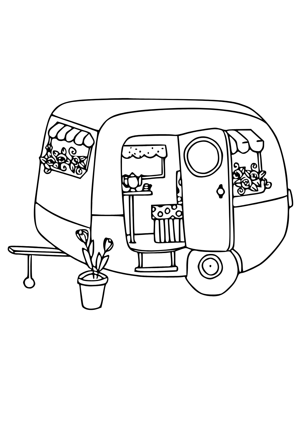 Free printable camper house coloring page for adults and kids