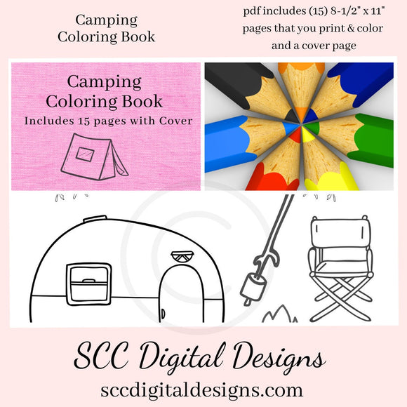 Camping page printable coloring pages ten lantern wildlife camp â scc digital designs