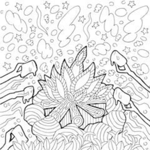 Printable coloring page zentangle camping coloring book