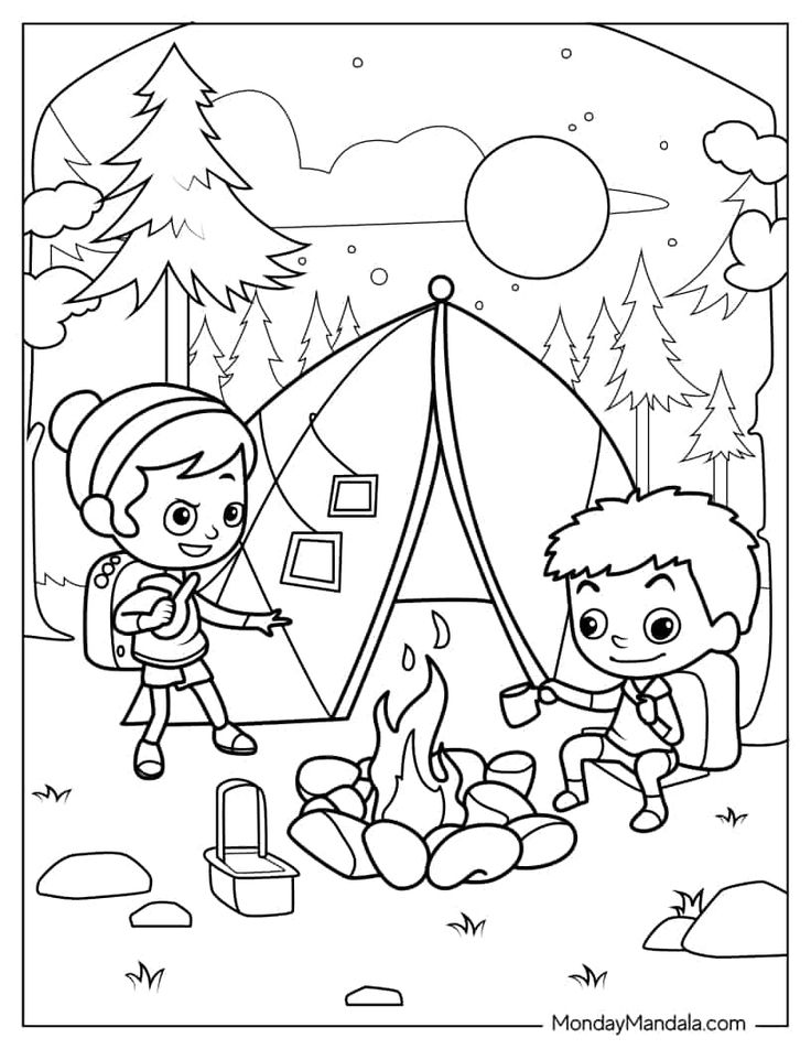 Pin on camping hiking coloring pages