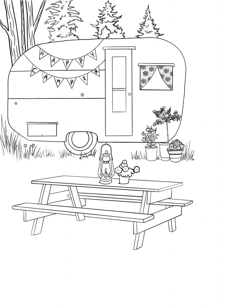 Free camping coloring pages