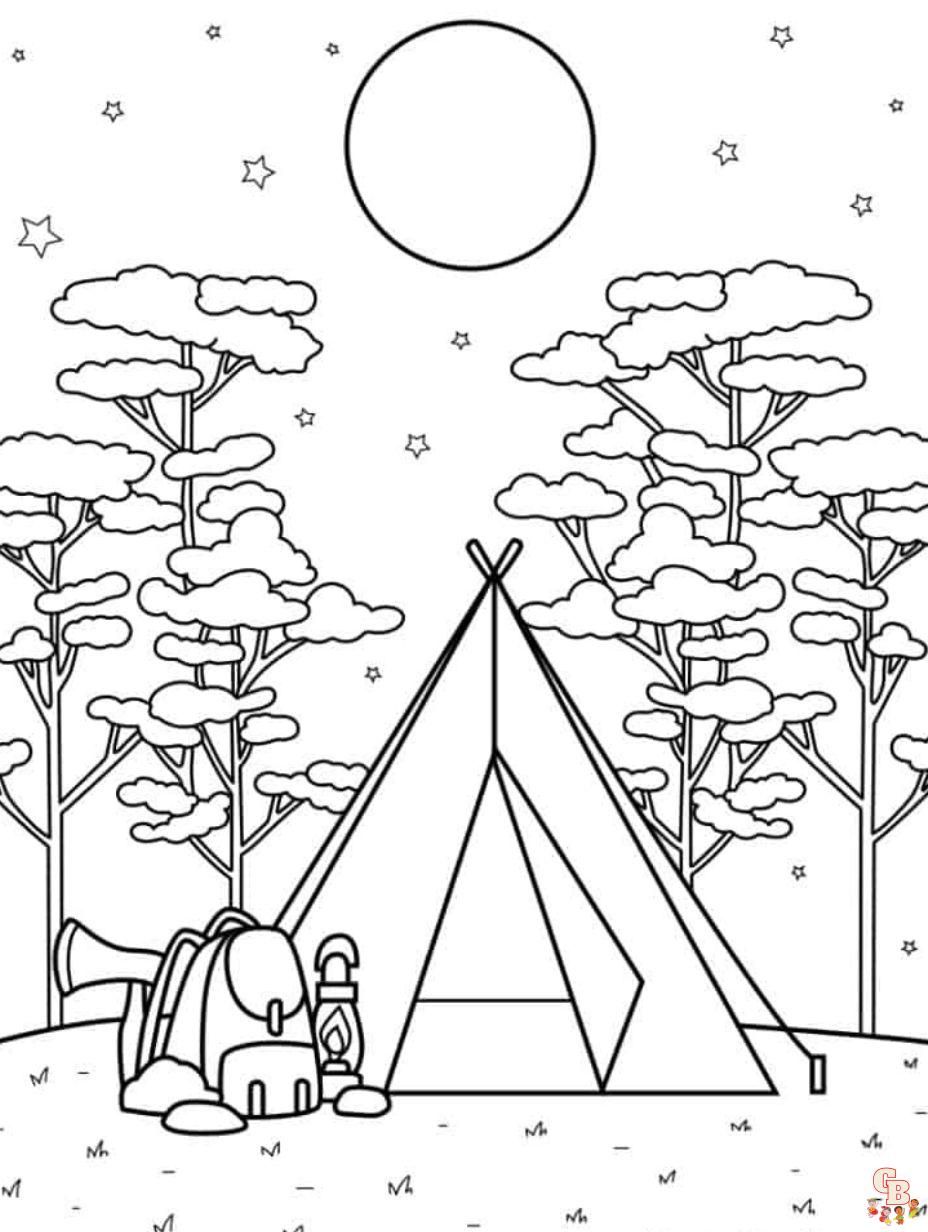 Free camping coloring pages for kids