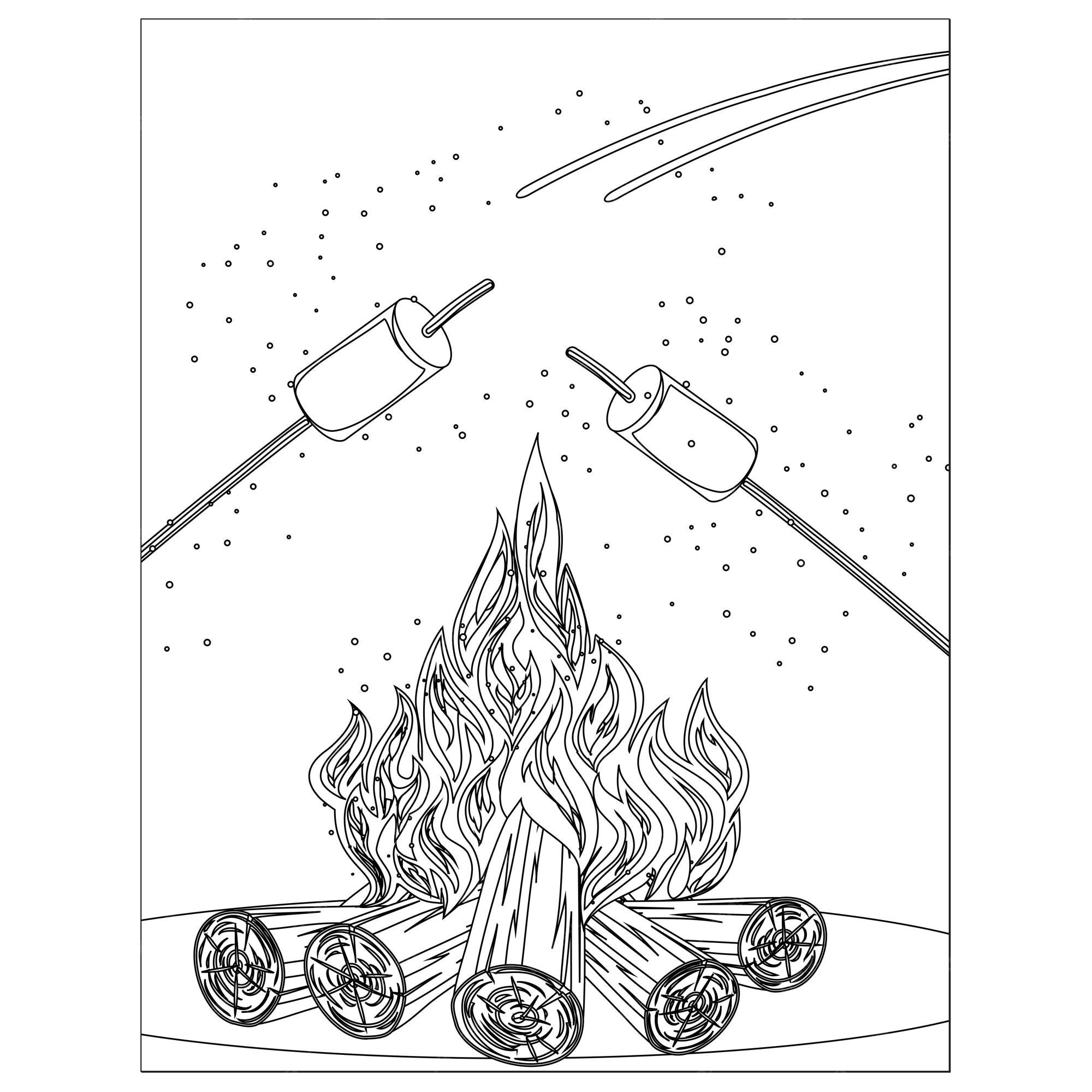 Premium vector printable camping coloring pages for kids