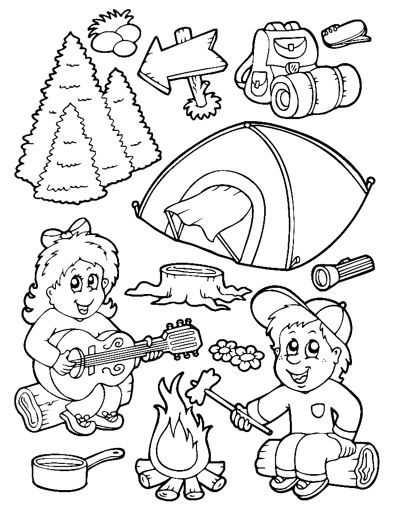 Camping coloring pages printable for free download