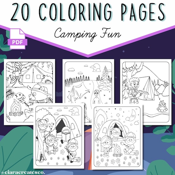 Camping coloring pages printable camping coloring book camping activity camping games for kids kids coloring pages kids coloring book