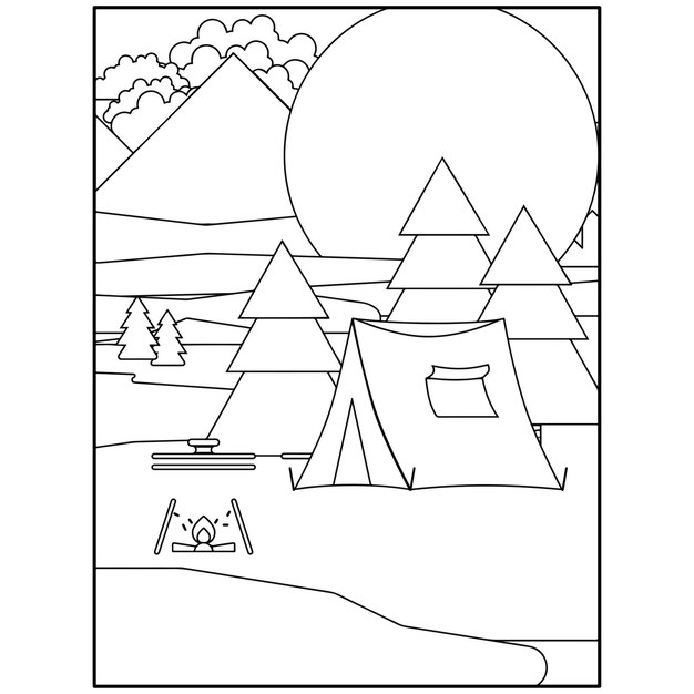 Premium vector printable camping coloring pages for kids premium vector