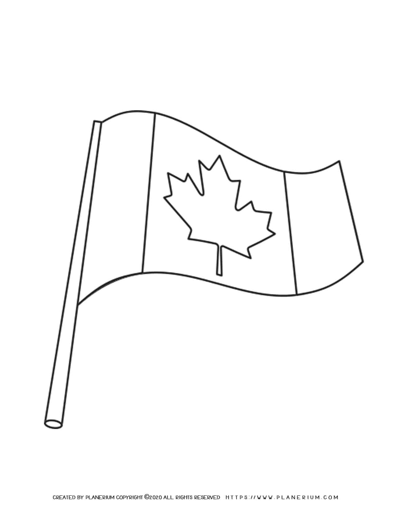 Canada flag free coloring page