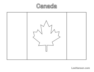 Maple leaf canada flag colouring page