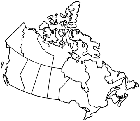 Outline map of canada with provinces coloring page free printable coloring pages