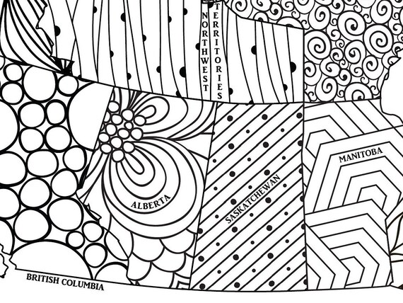 Canada map printable coloring page sales tracker instant download