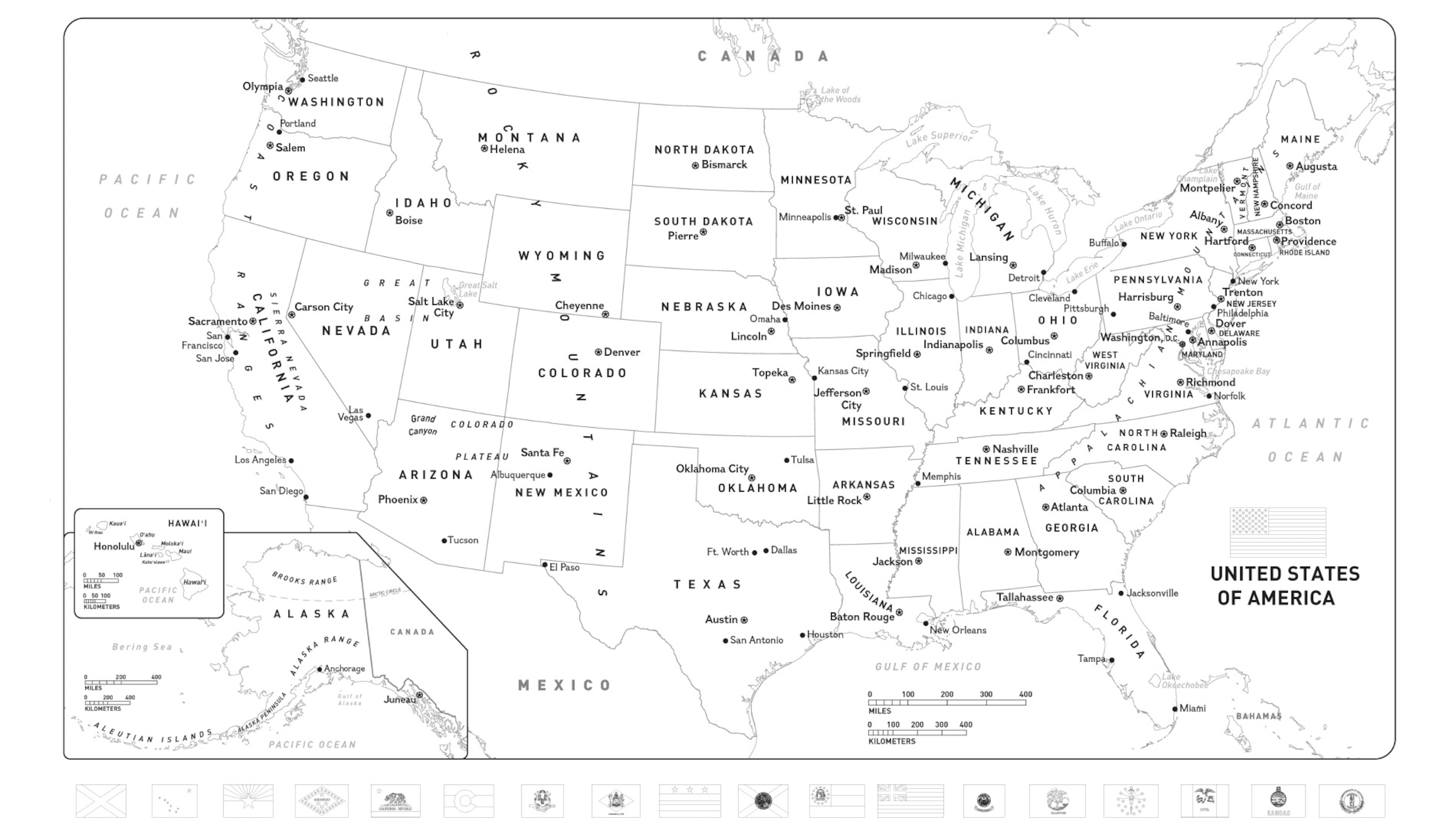 Download and color a free world or united states map with flags