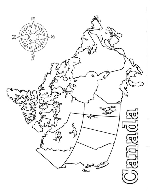 Sales map of canada map of canada coloring map of canada sales map png file digital download