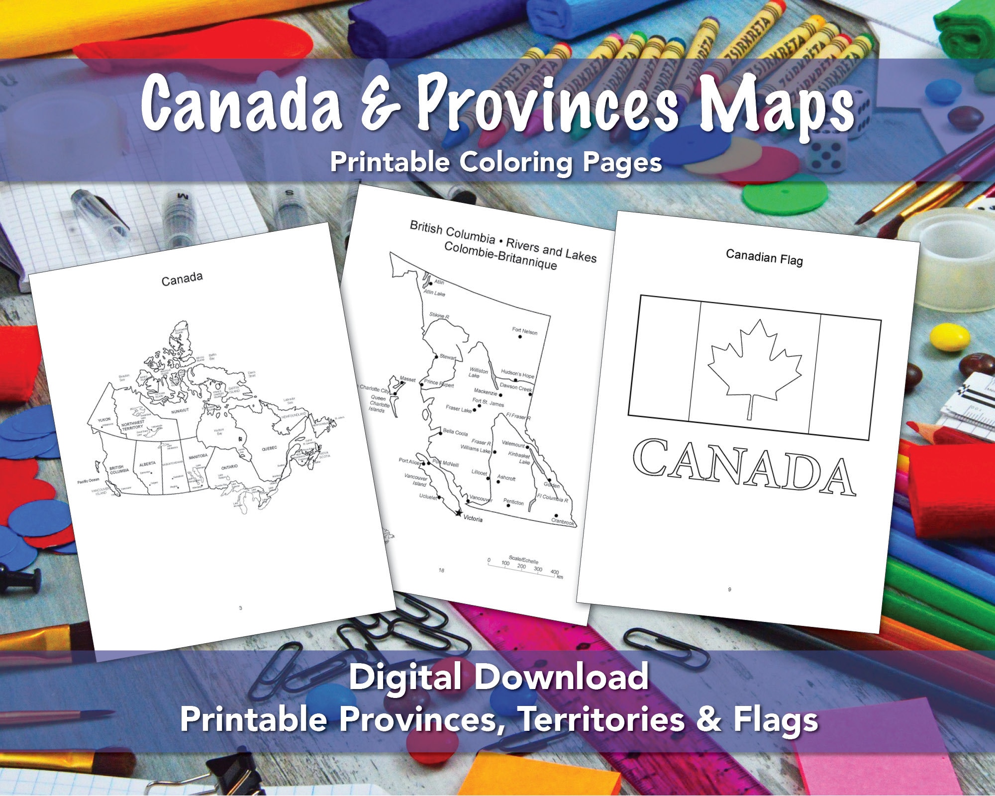 Canada and the canadian provinces pdf map printable coloring