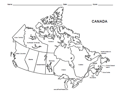 Canada labeled map â free printable