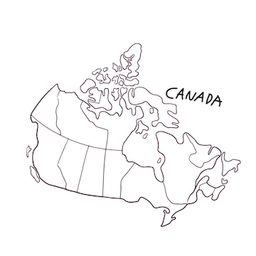 Premium vector hand drawn doodle map of canada