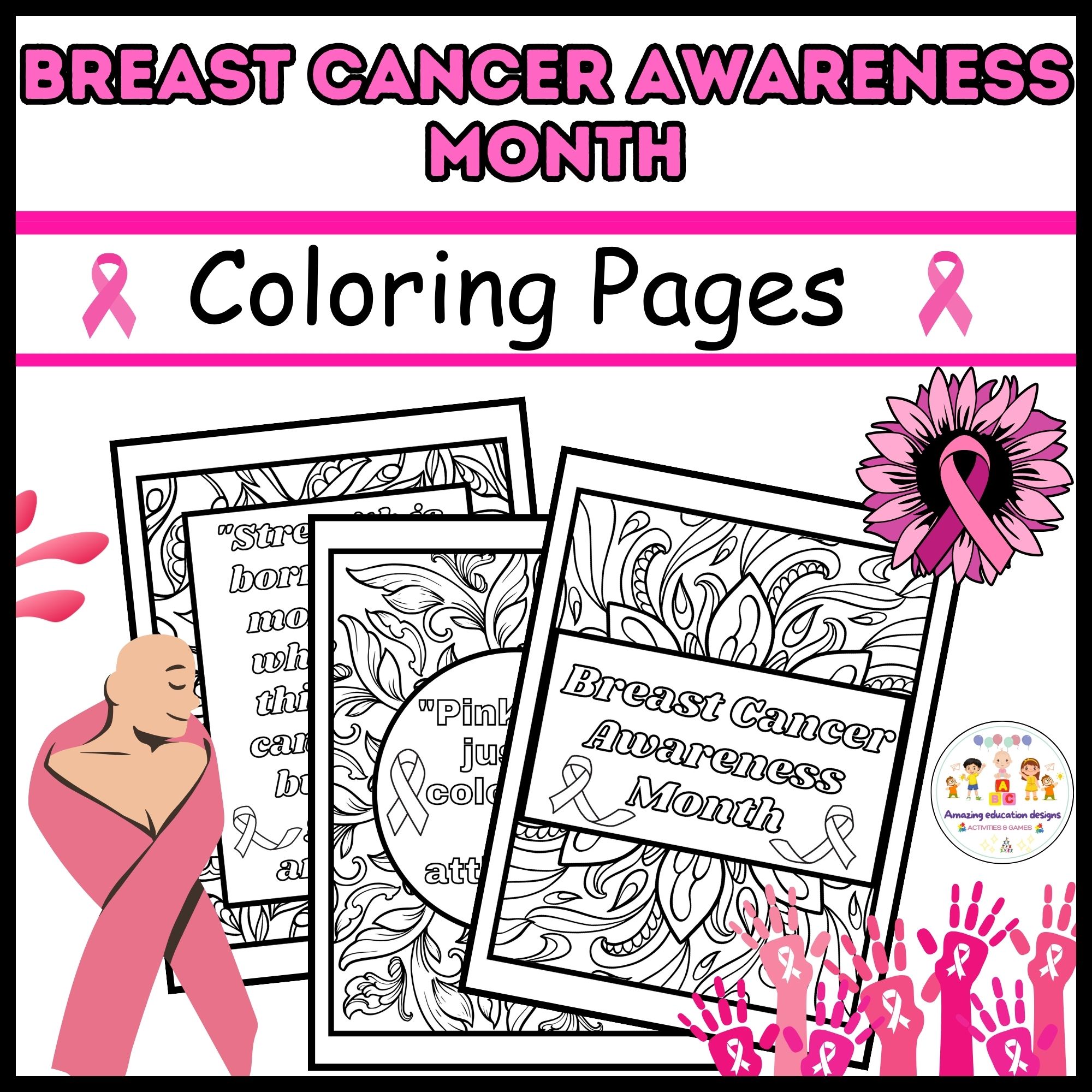 Breast cancer awareness month coloring pages worksheets made by teachers