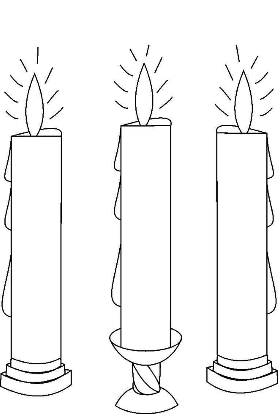 Basic three candles coloring page