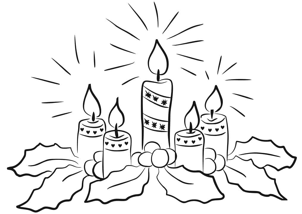 Candles for christmas coloring page